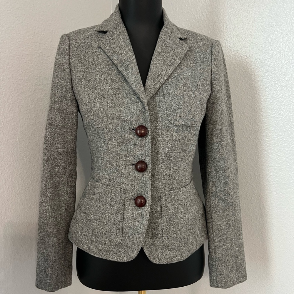 J. Crew Robert Noble wool Academy Blazer jacket Gray 0 XS